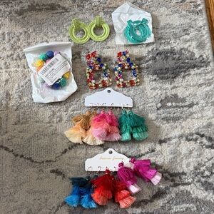 Multi-Color Tassel Earrings Set - Fashion Jewelry 10 pairs